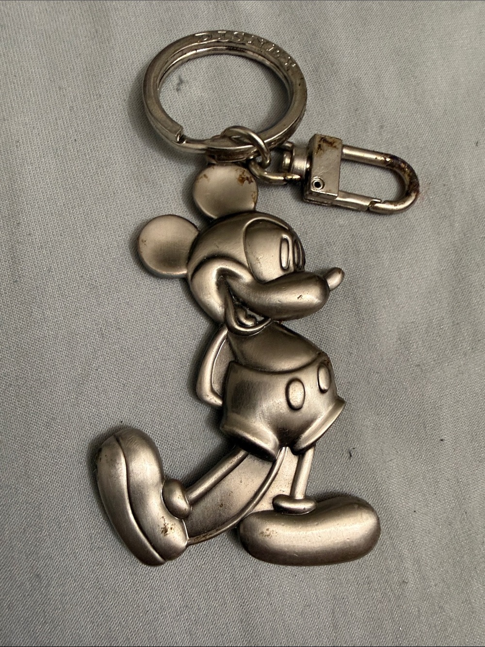 Vintage Silver Tone Mickey Mouse Keychain